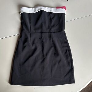 Edikted Strapless Black Dress with White Trim NWT